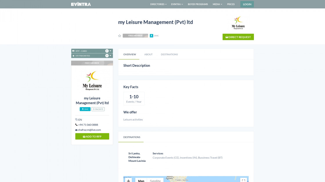 my Leisure Management (Pvt) ltd DMC EVINTRA