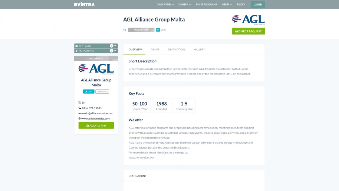 AGL Alliance Group Malta DMC EVINTRA